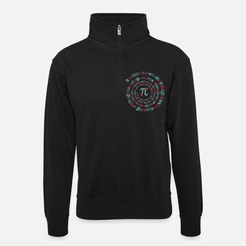 Pi - Mathematik - Unisex Pullover mit Zip-Kragen - Schwarz