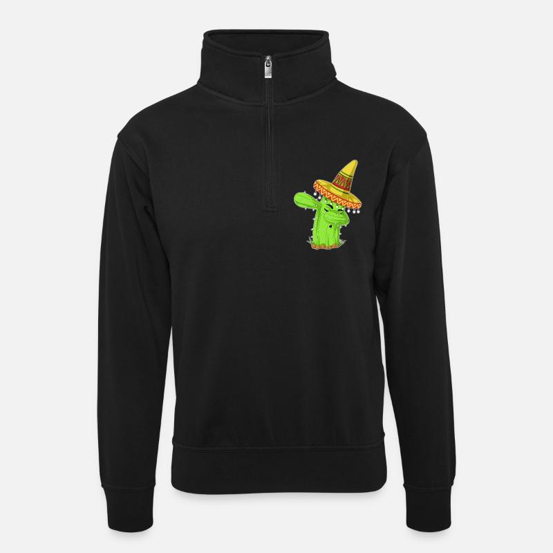 Dabbing Cactus Mexican Shirt - Unisex sweater with zip collar - black