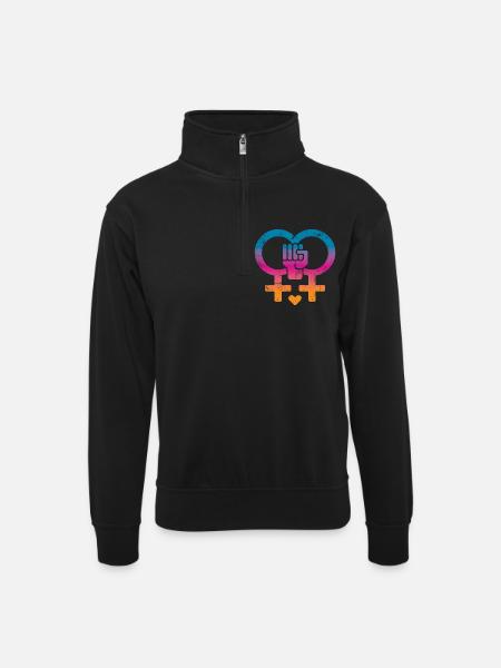 Frauenrechte Frauenpower - Unisex Pullover mit Zip-Kragen - Schwarz