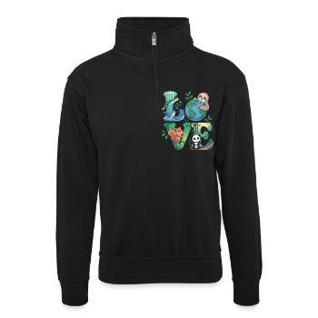 Nature Love Shirt Panda Tortue Paresseuse - Sweat col montant zippé unisexe - noir - Devant