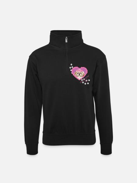 Resting B!tch Face Shih Tzu - Unisex sweater with zip collar - black