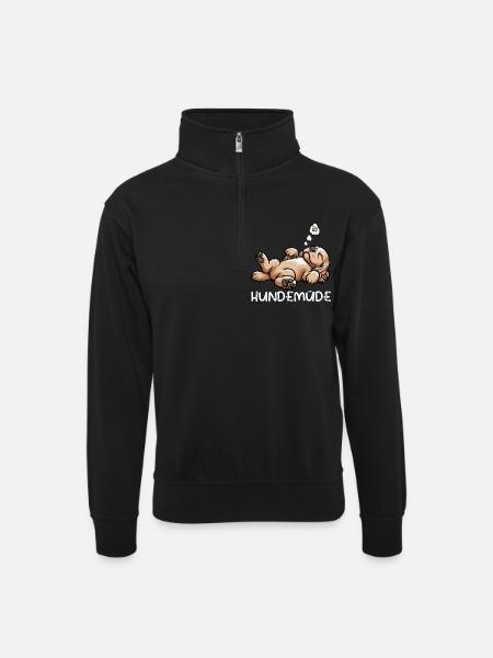 Hundemüde Cocker Spaniel Cockerhund Cockerbesitzer - Unisex Pullover mit Zip-Kragen - Schwarz