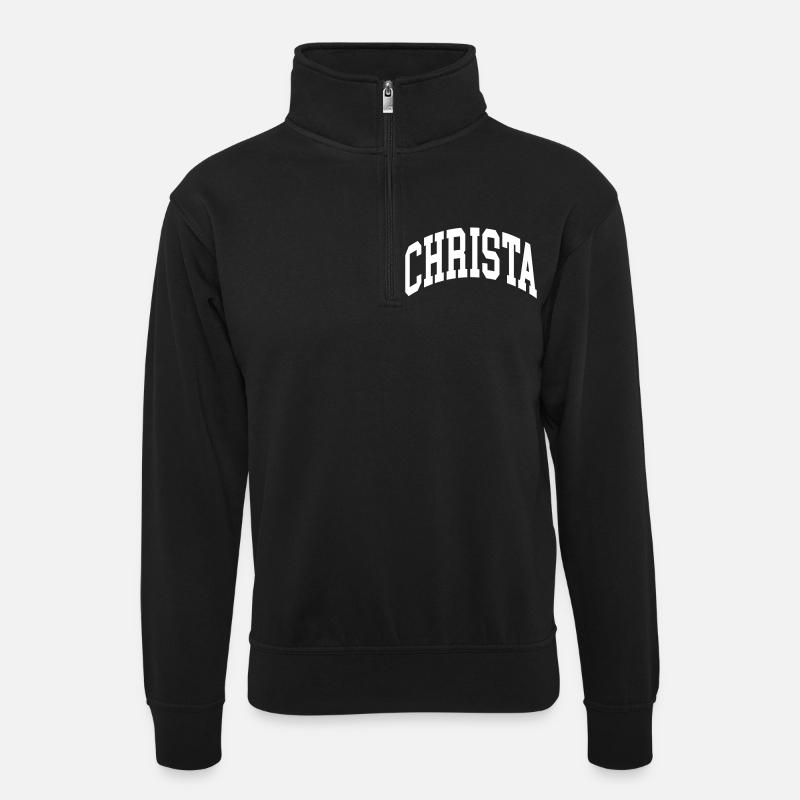 Christa - Unisex sweater with zip collar - black