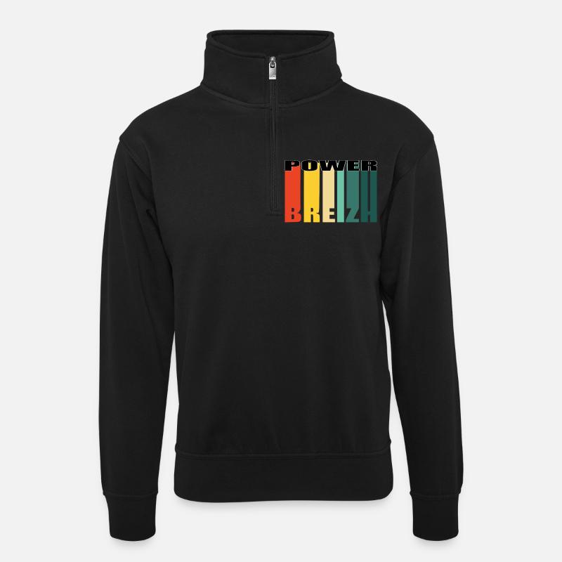 POWER BREIZH - Unisex Pullover mit Zip-Kragen - Schwarz