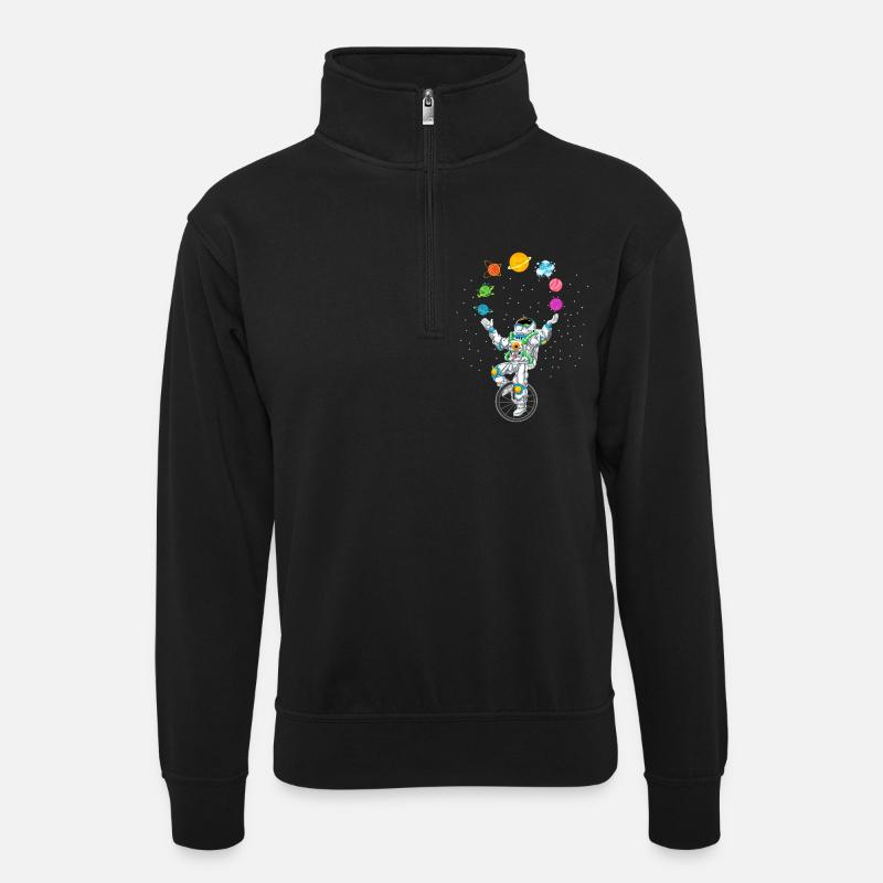 Chemise d’astronaute jonglant avec les planètes - Sweat col montant zippé unisexe - noir