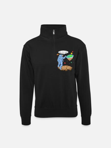 Flat Earth Astronaut Shirt - Unisex sweater with zip collar - black