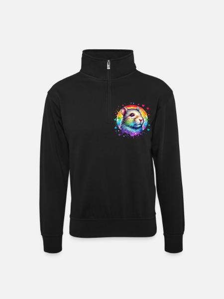 Degu gift - Unisex sweater with zip collar - black