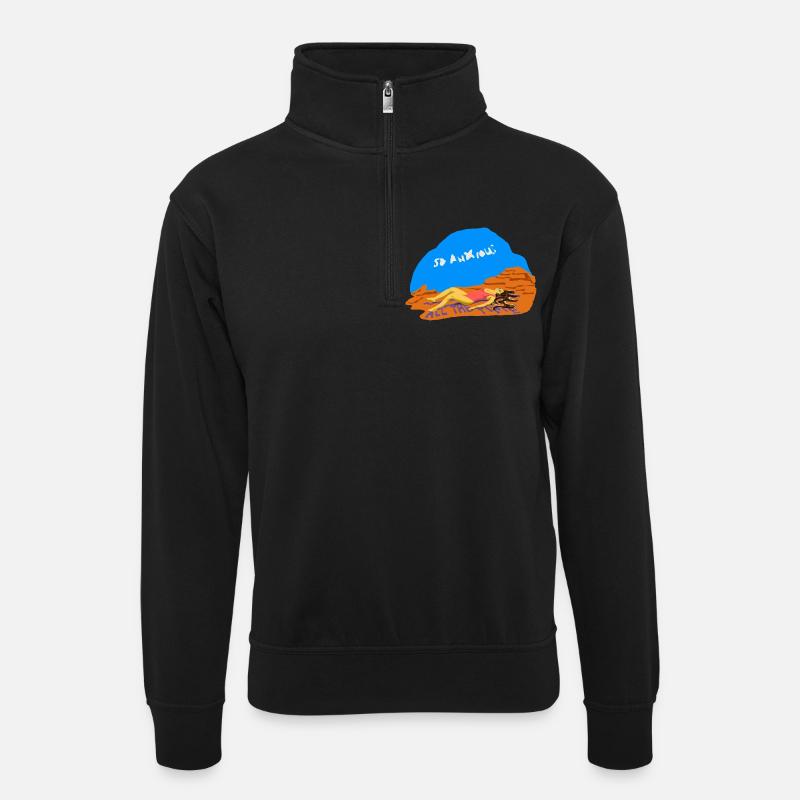 anxiété - Sweat col montant zippé unisexe - noir