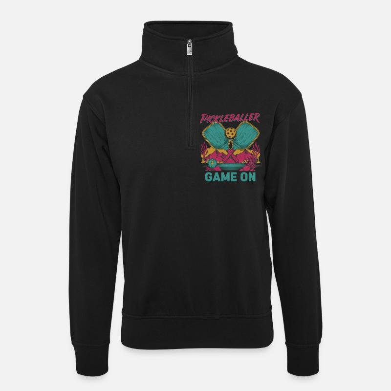 Pickleball Pickleballer Game On funny player - Unisex sweater with zip collar - black