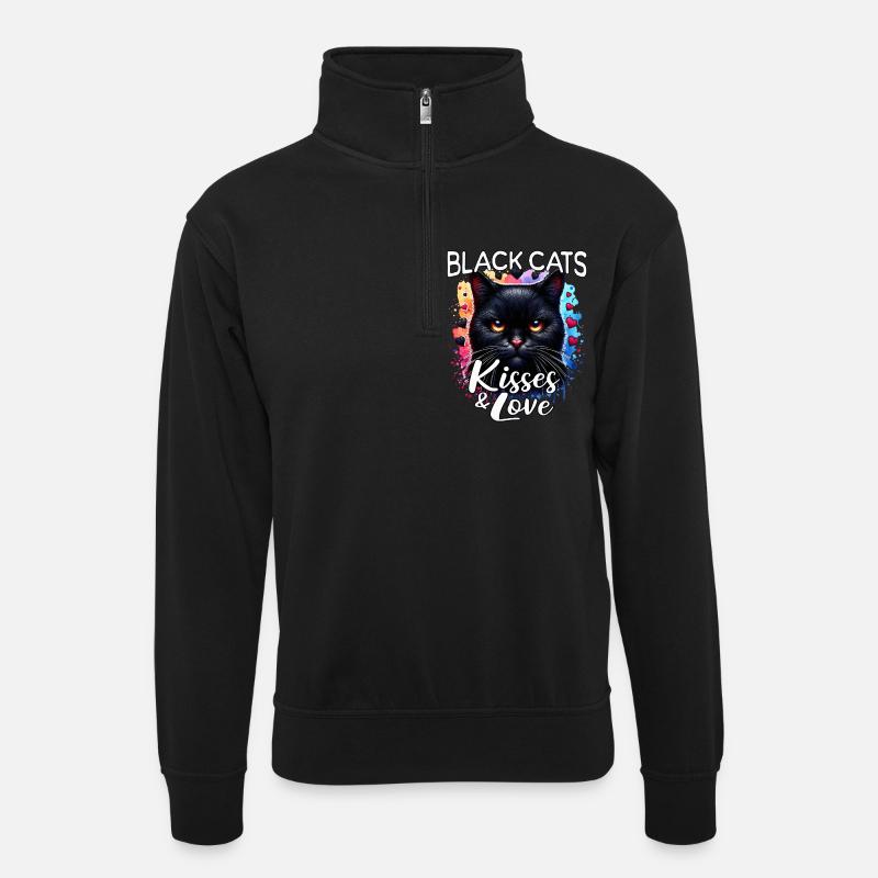 Amour du chat noir - Sweat col montant zippé unisexe - noir
