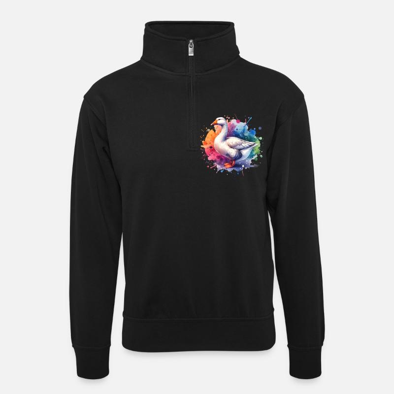 Pilgrim Goose Gift - Unisex sweater with zip collar - black