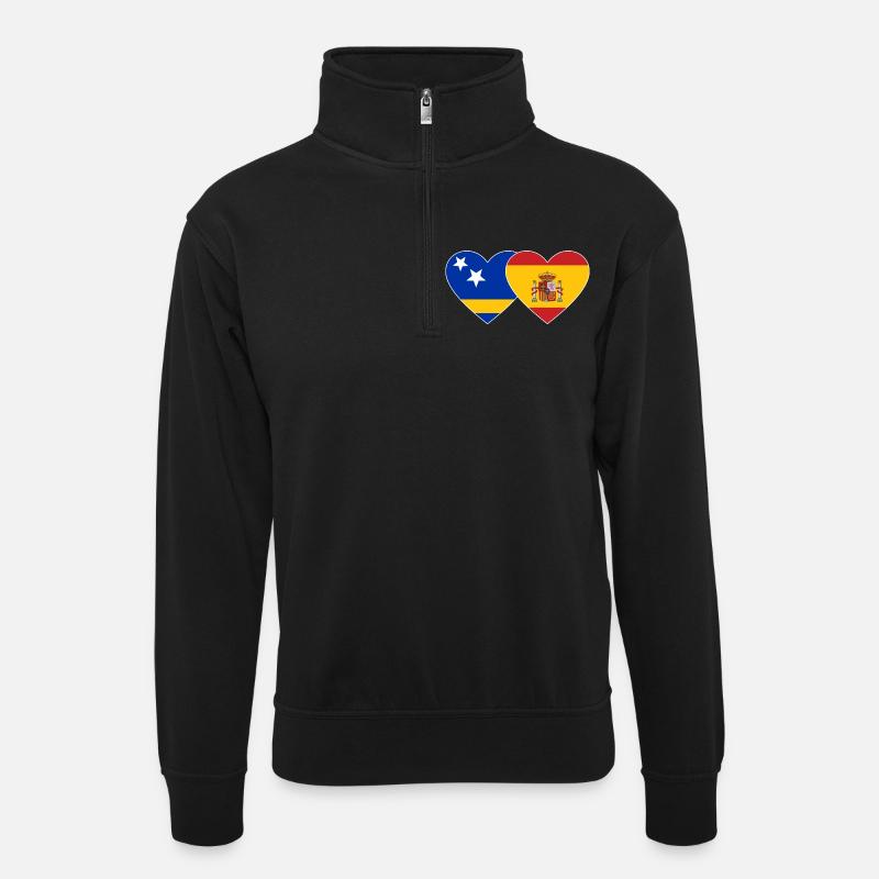 Curacao_Spanien_Flagge_Herz - Sweat col montant zippé unisexe - noir