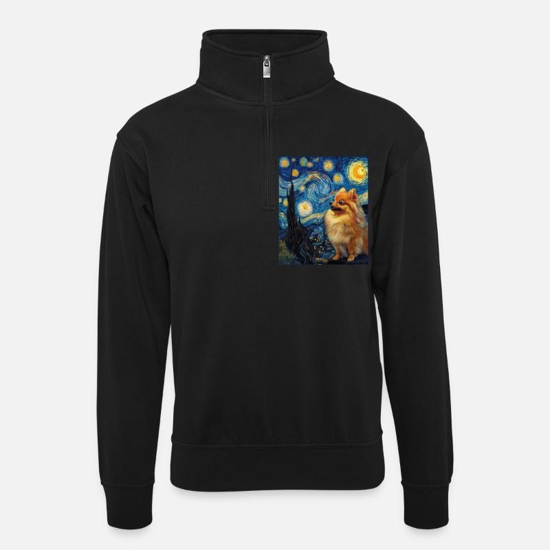 Zwergspitz Spitz Pomeranian - Sweat col montant zippé unisexe - noir