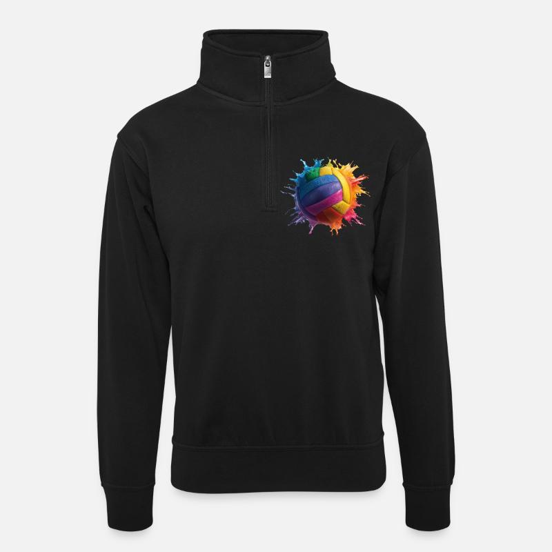 Volley-ball - Sweat col montant zippé unisexe - noir