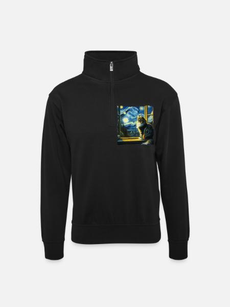 Maine Coon Starry Night - Unisex sweater with zip collar - black