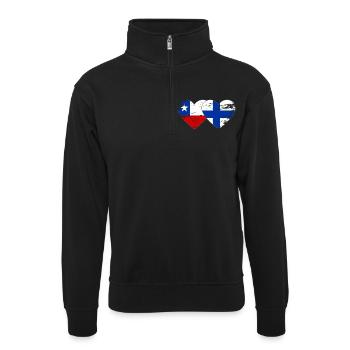 Chile Finnland Flagge Herz - Unisex Pullover mit Zip-Kragen - Schwarz - Vorne
