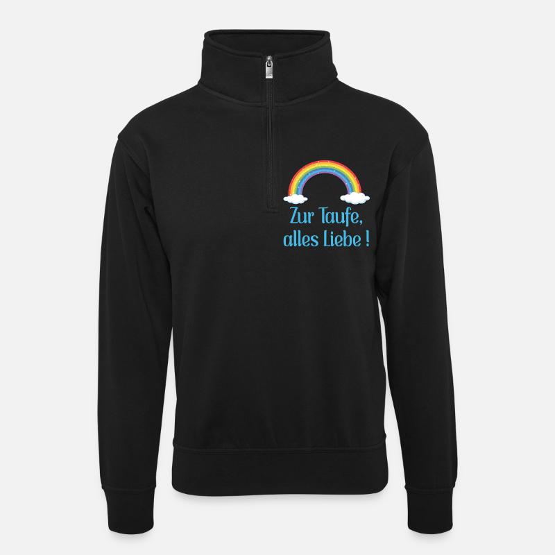 Baby Taufe Glückwünsche - Unisex Pullover mit Zip-Kragen - Schwarz