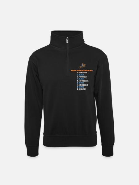 Mein Reit-Wochenende Zeitplan - Unisex Pullover mit Zip-Kragen - Schwarz