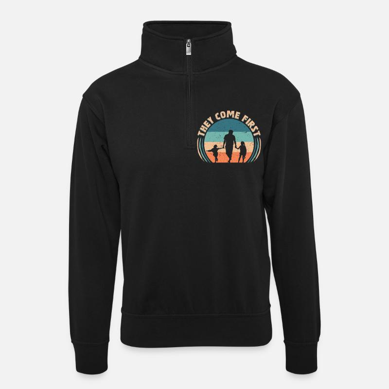 Père célibataire Père célibataire - Sweat col montant zippé unisexe - noir