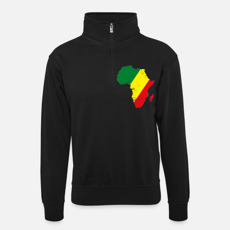 Kongo_Flagge_Afrika_used - Unisex Pullover mit Zip-Kragen - Schwarz