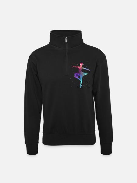 Ballet Dancer Ballerina Space Ballet Dancer - Unisex sweater with zip collar - black