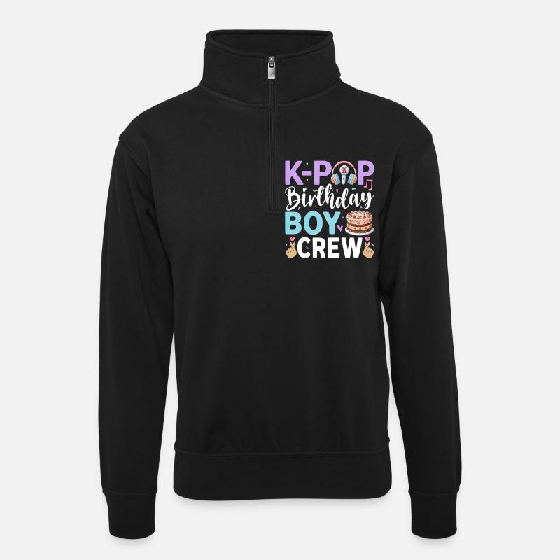 K-Pop Birthday Boy Crew - Unisex sweater with zip collar - black