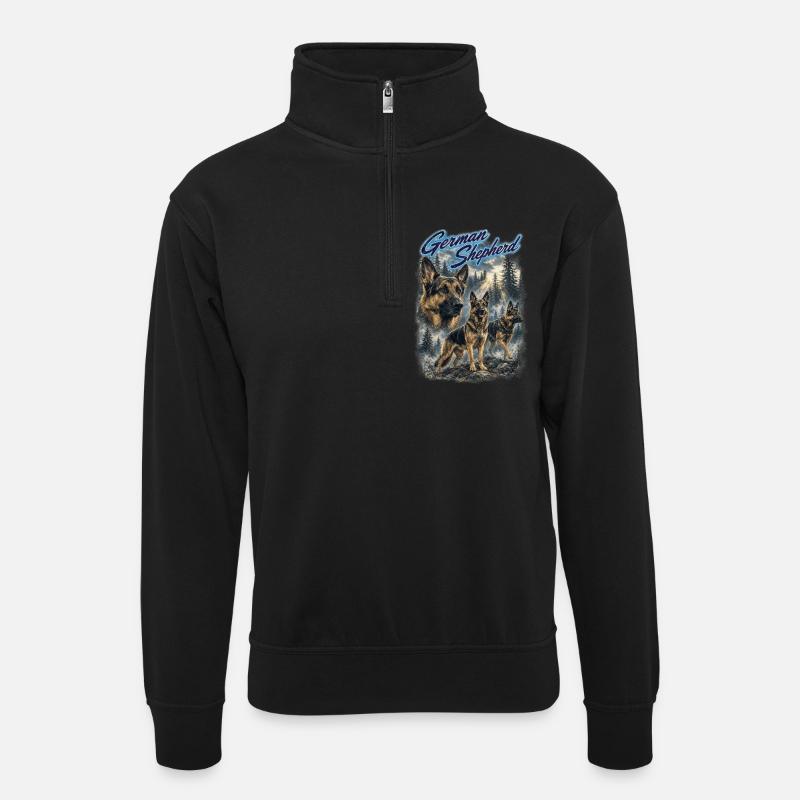 German Shepherd Dog Retro - Unisex sweater with zip collar - black