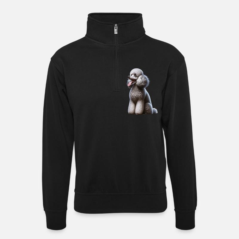 Pudel Poodle - Unisex Pullover mit Zip-Kragen - Schwarz