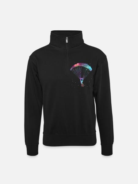 Paragliding Gleitschirmfliegen Gleitschirm - Unisex sweater with zip collar - black