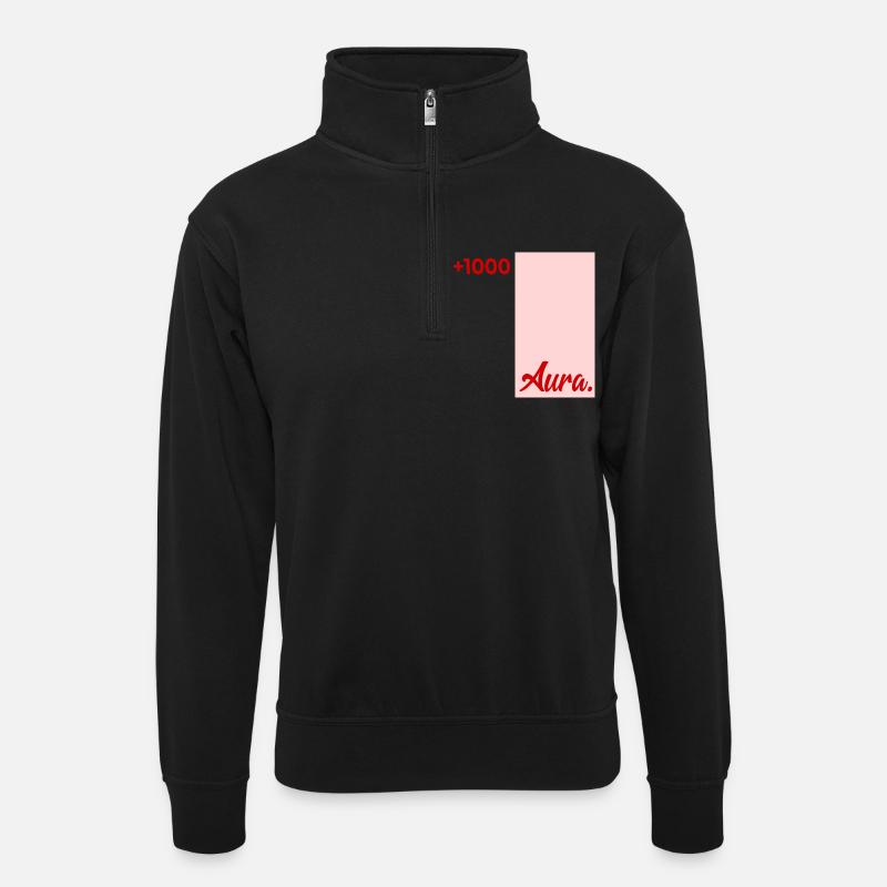 Bewertung Aura Punkte - Unisex Pullover mit Zip-Kragen - Schwarz