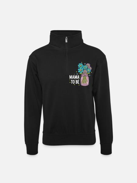 Geschlechter-Enthüllung Babyparty-Mama wird Mama-Papa-Team - Unisex Pullover mit Zip-Kragen - Schwarz