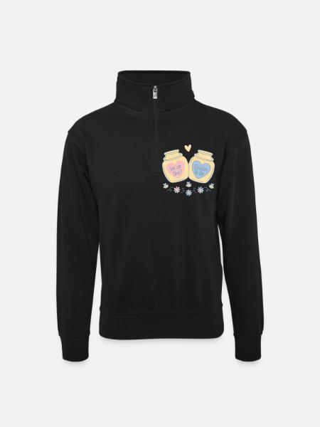 Kønsafsløring – han eller hun er fætter til babyshower - Unisex-sweatshirt med zipkrave - sort