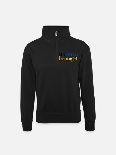 Ma Doue benniget - Expression bretonne - Sweat col montant zippé unisexe - noir
