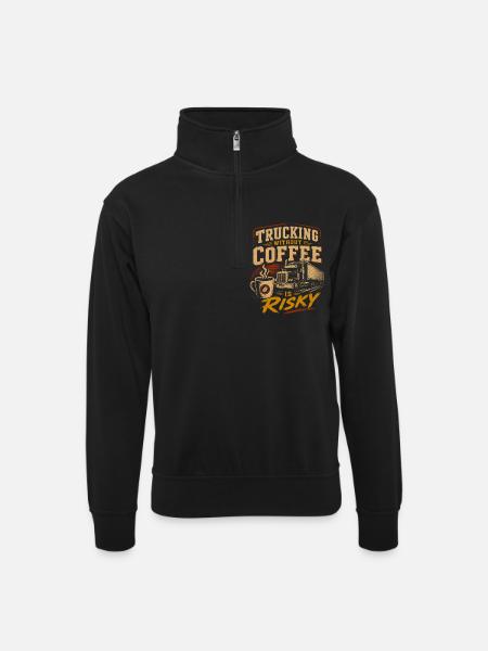 Trucks Drivers Transport Logistics - Unisex sweater with zip collar - black