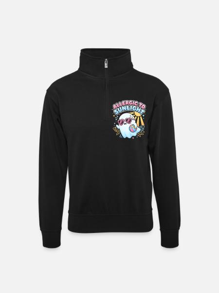 Allergisk over for sollys Sjovt sødt spøgelse Summerween - Unisex-sweatshirt med zipkrave - sort