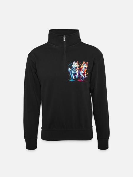 Don Wolfdog - Sweat col montant zippé unisexe - noir