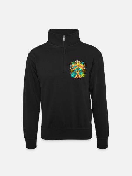Tropische Maracas - Unisex Pullover mit Zip-Kragen - Schwarz