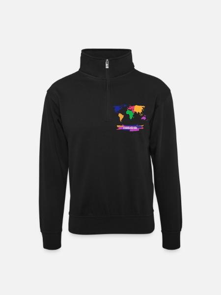 Discoverer world trip - Unisex sweater with zip collar - black