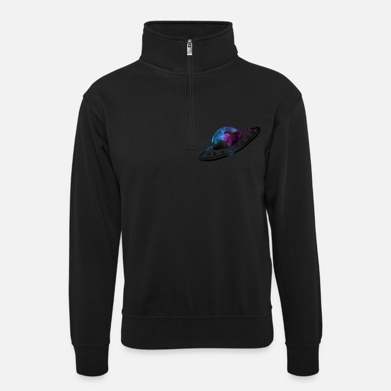 UFO space - Unisex sweater with zip collar - black