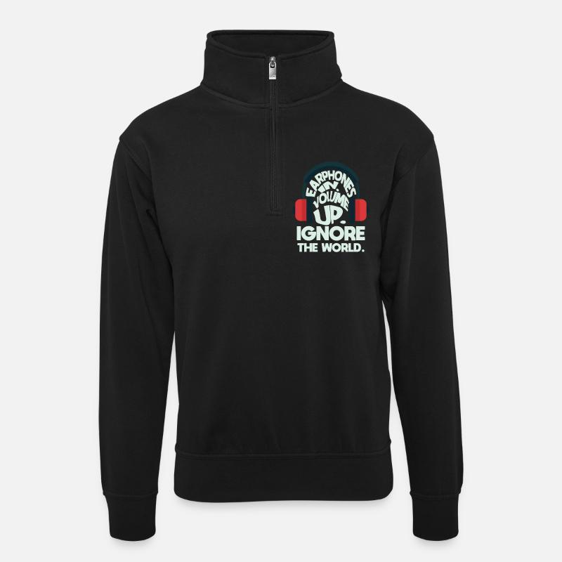 Gute Musik - Unisex Pullover mit Zip-Kragen - Schwarz