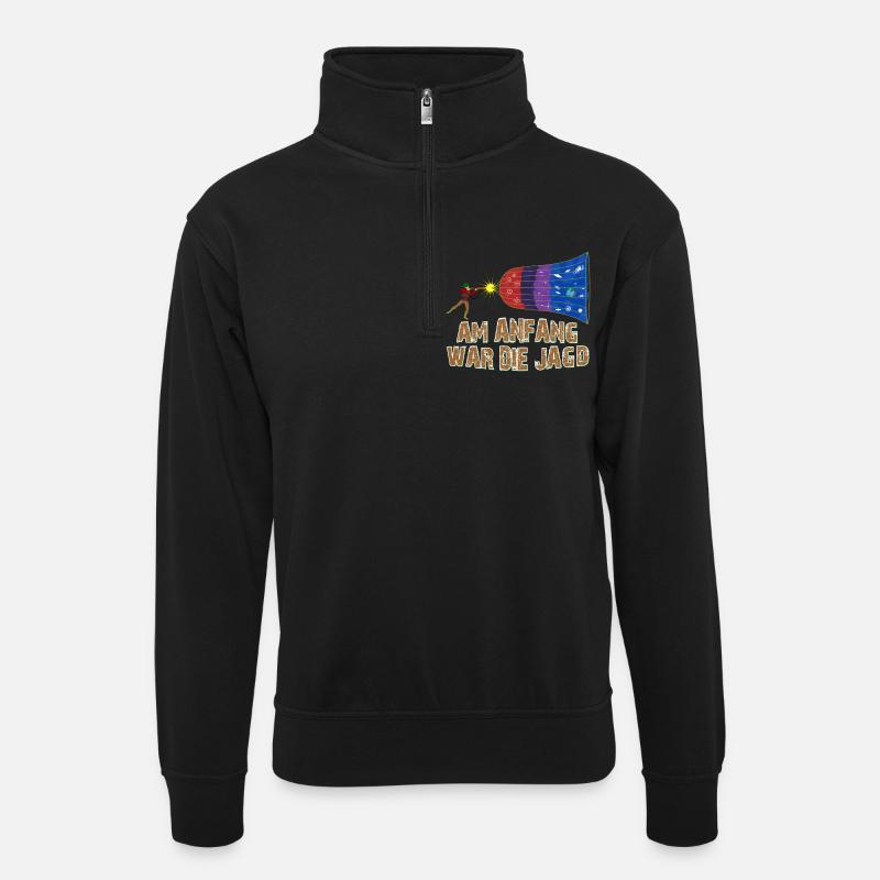 Jagd Big Bang - Unisex Pullover mit Zip-Kragen - Schwarz