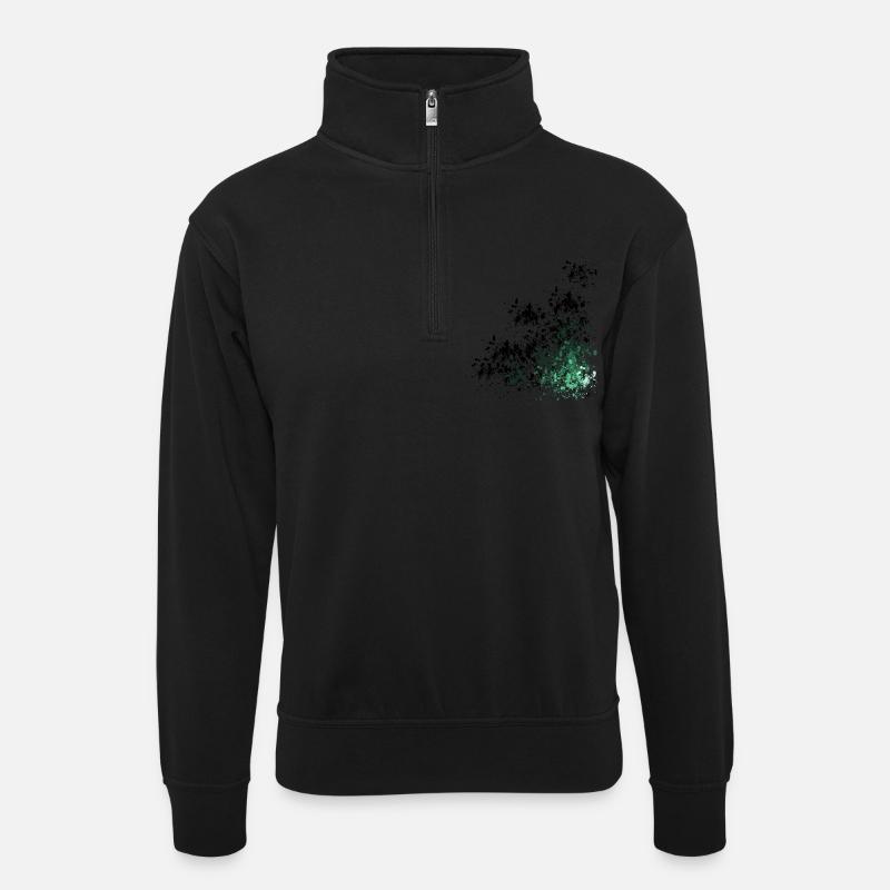 Camouflage Pattern Speck Design - Unisex sweater with zip collar - black