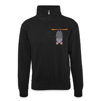 bat - Unisex sweater with zip collar - black - Front