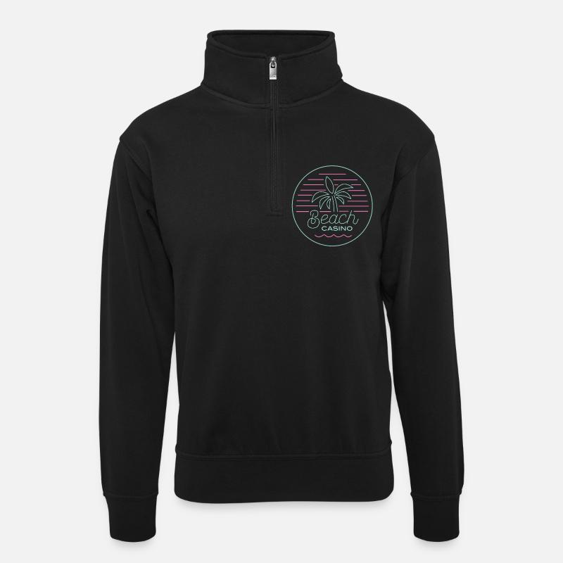 Beach Casino - Unisex Pullover mit Zip-Kragen - Schwarz