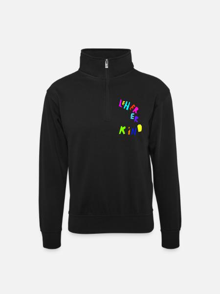Lehrerkind bunt - Unisex Pullover mit Zip-Kragen - Schwarz