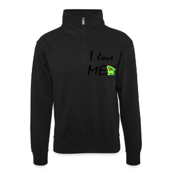 Ich liebe mich - Unisex Pullover mit Zip-Kragen - Schwarz - Vorne