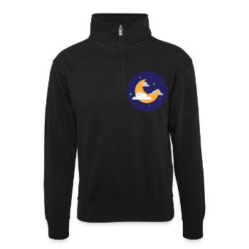 Mond - Unisex Pullover mit Zip-Kragen - Schwarz - Vorne