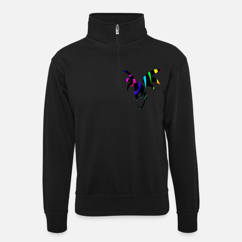 Drachenschleife Dragon Loop - Unisex Pullover mit Zip-Kragen - Schwarz