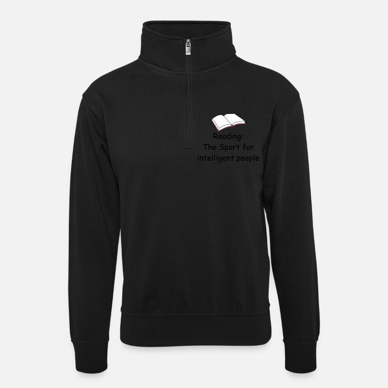 Lesen - Unisex Pullover mit Zip-Kragen - Schwarz