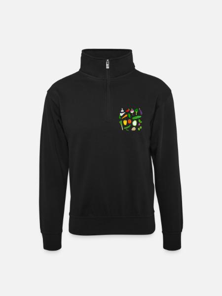 gemuese - Unisex Pullover mit Zip-Kragen - Schwarz